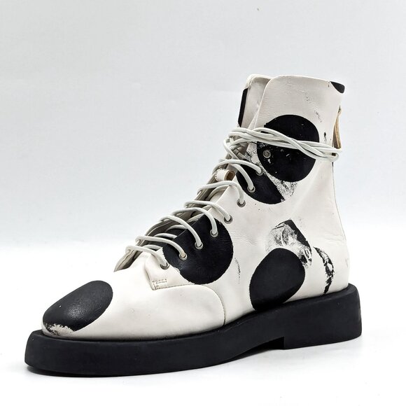 Marsell Women Gomello Polka Dots Screen Print Leather Boots 7US EUR37 - Picture 2 of 10
